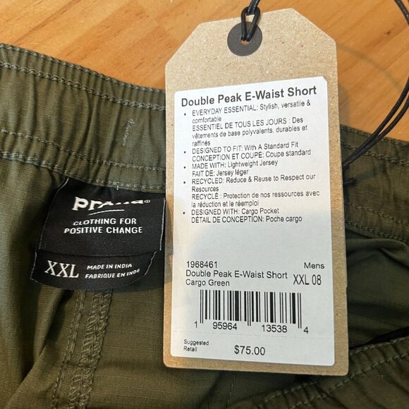 prAna Men's Double Peak E-Waist XXL / 8"L Hiking Short in Cargo Green - Picture 7 of 8